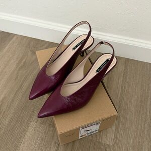 Zara Burgundy Slingback Heels